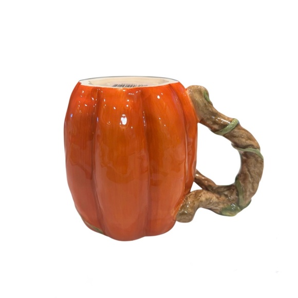 Set of 2 Harvest Pumpkin Mugs with Leaf Accent - Picture 5 of 10